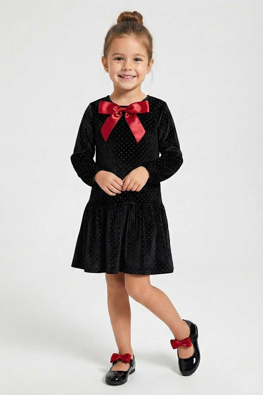 DMB FİYONKLU KADİFE ELBİSE