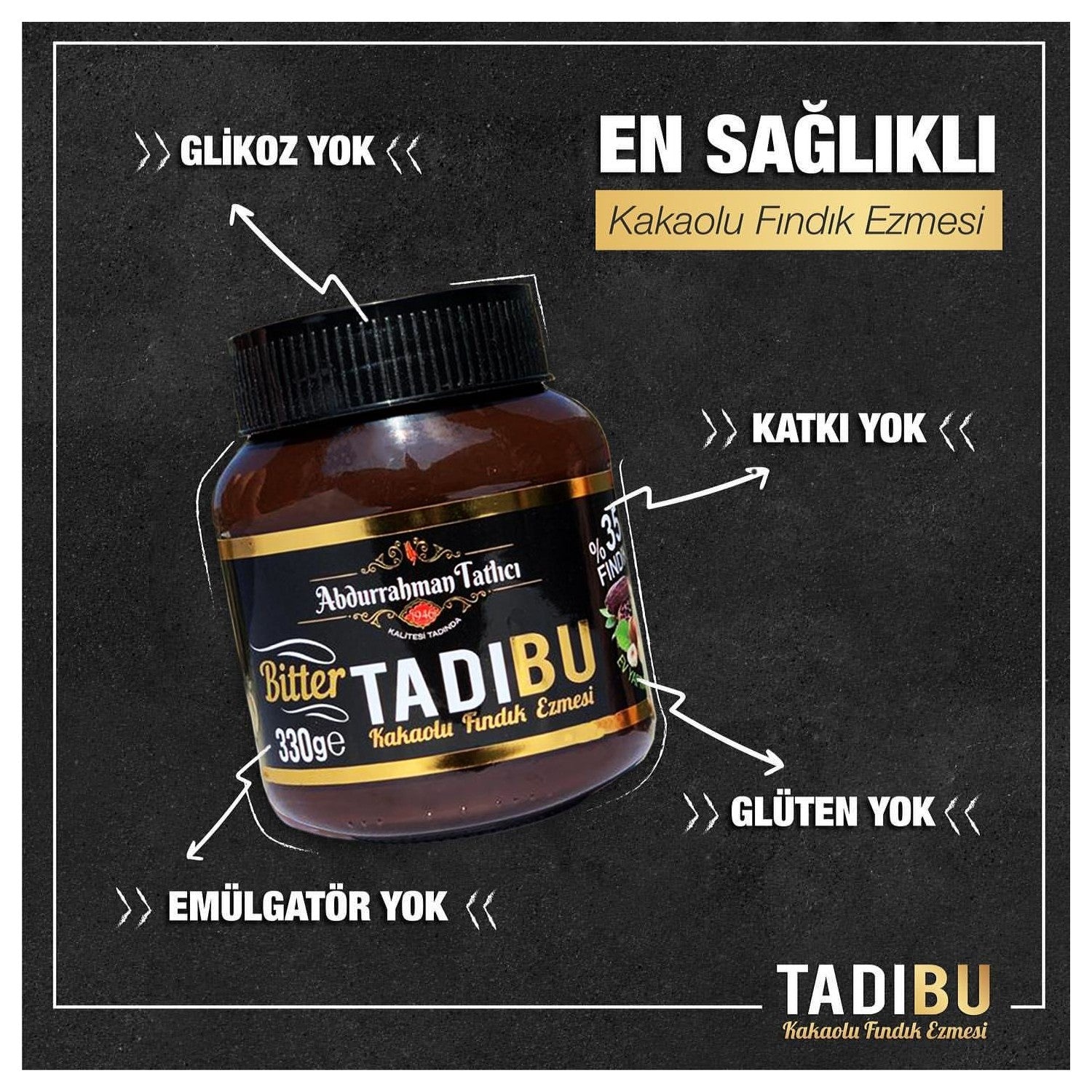 Abdurrahman Tatlıcı Tadıbu Kakaolu Fındık Ezmesi 330 Gr