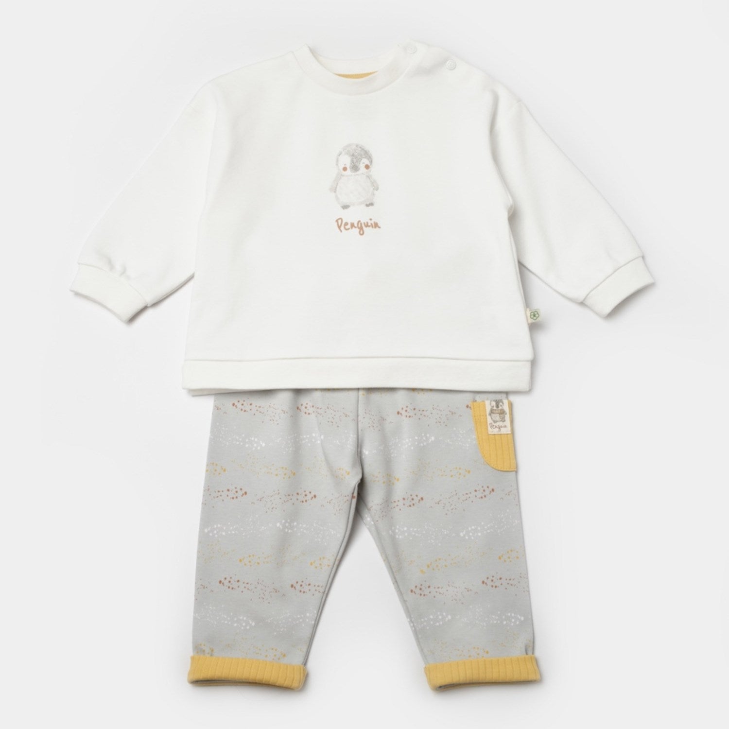 Bibaby Biorganic Penguin Club 2'Li Bebek Takım 59809 Ekru Gri