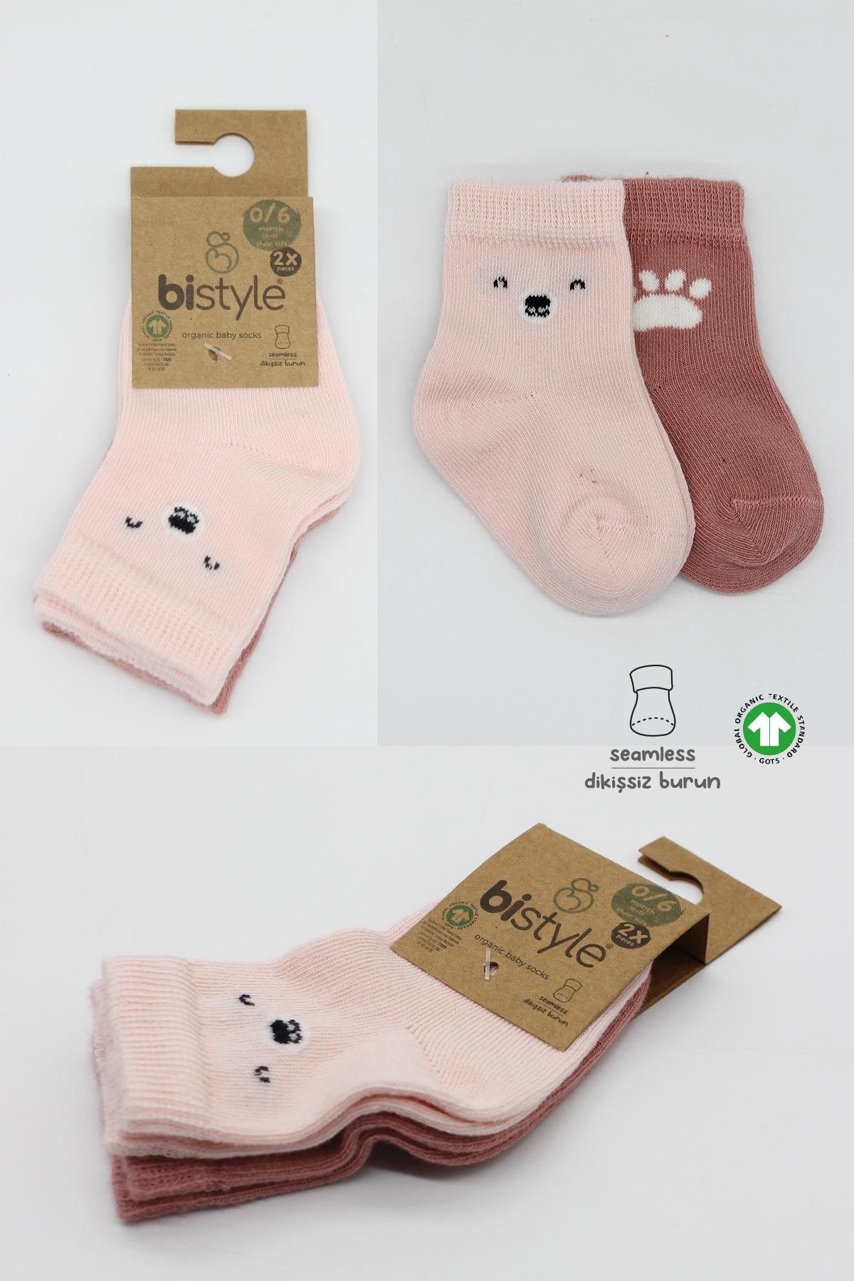 Bistyle 2'Li Bear Penye Soket Çorap 10116 Pembe