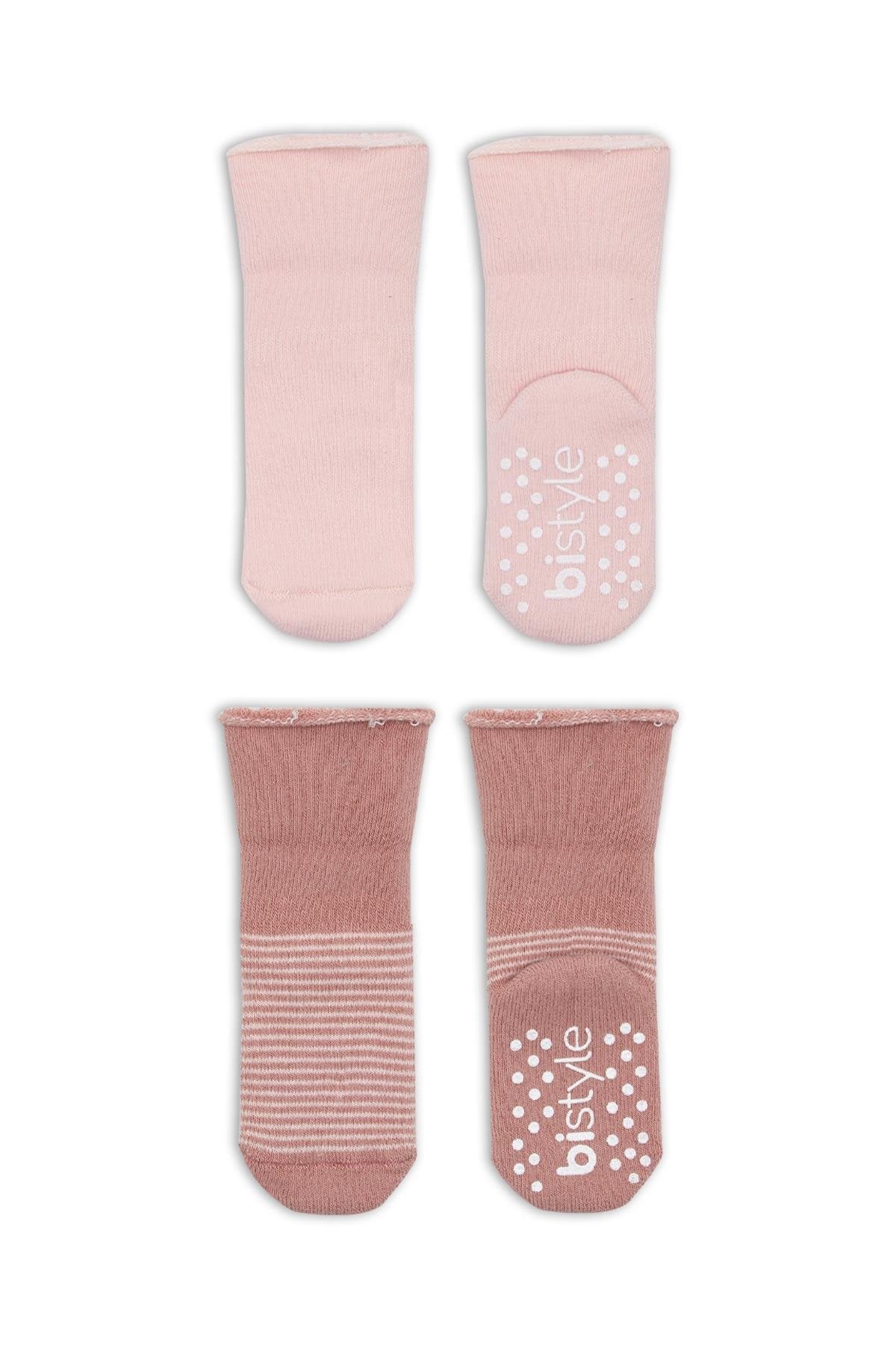 Bistyle Çemberli Kaymaz Havlu Soket Çorap 2'Li BS10503 Pudra Pembe
