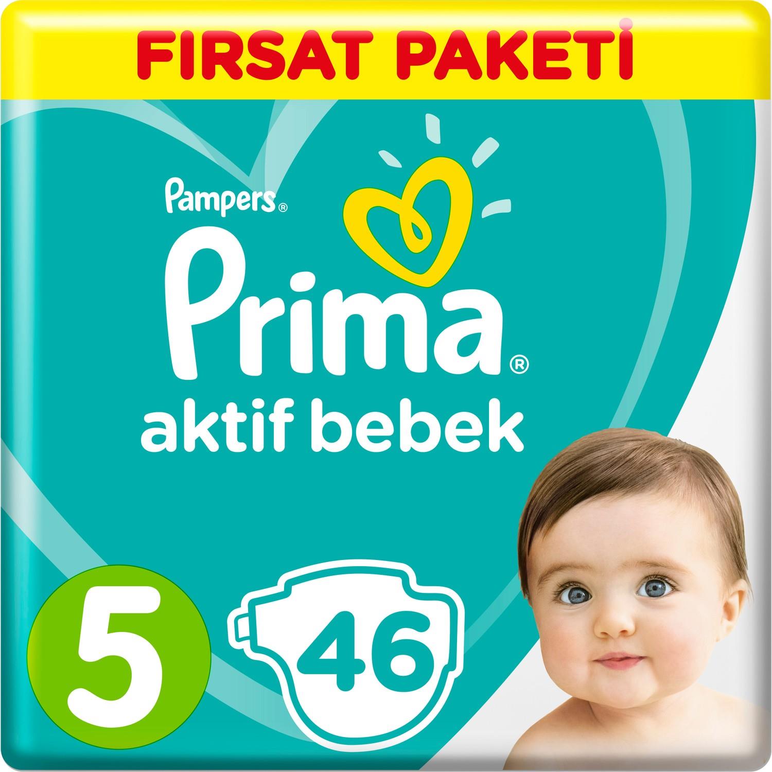 Prima Bebek Bezi Aktif Bebek Fırsat Paket 5 Beden 46 Adet