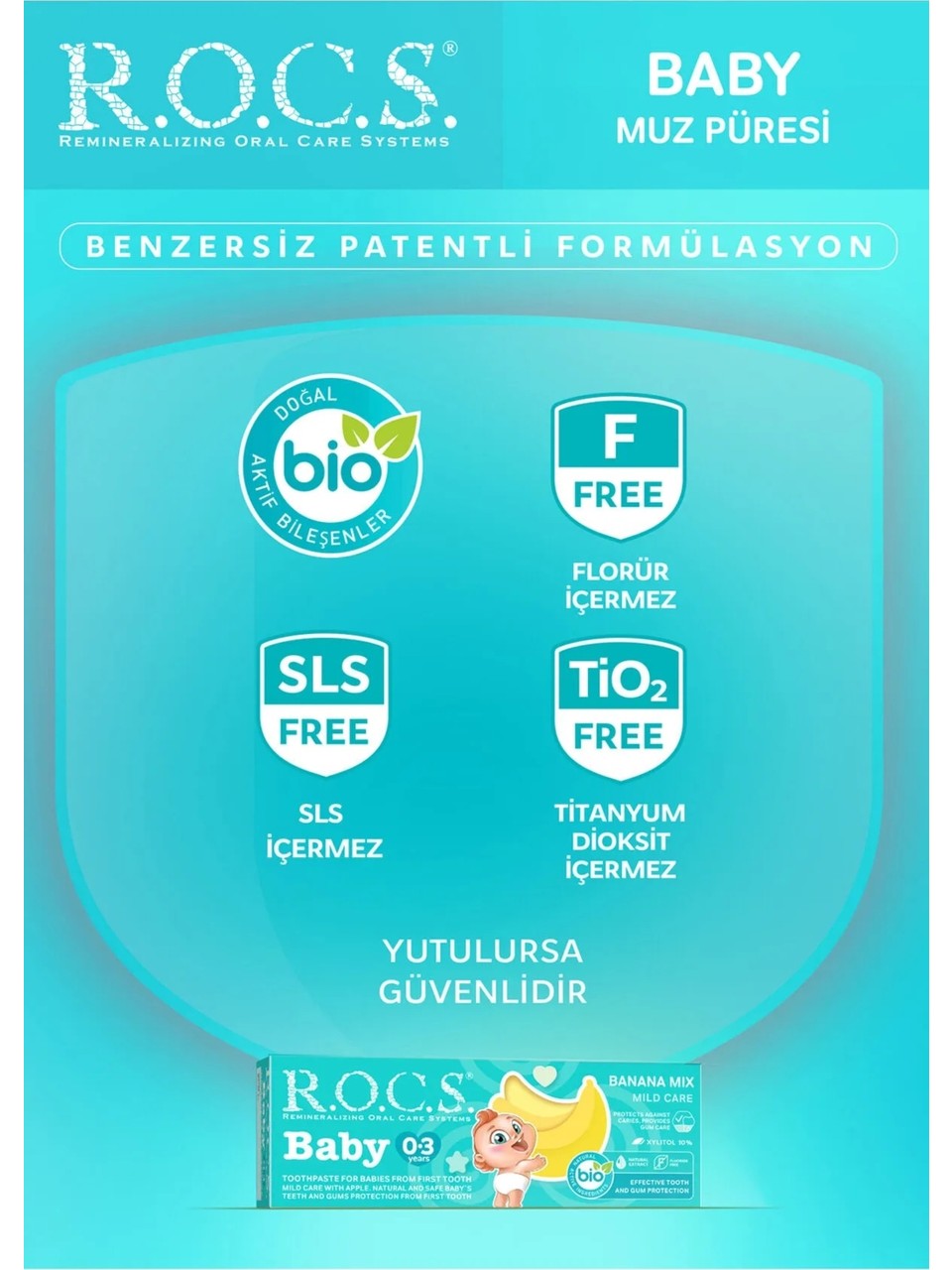 R.O.C.S.Bebek Diş Macunu Muz Püresi Tadında 0-3 Yaş 45 Gr